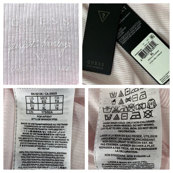 Guess Henley Women's XL NWT Pastel Pink 3-Button 3/4 Sleeve Soft Girl Minimalist - Picture 5 of 7